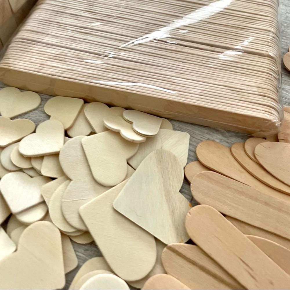Craft Supplies - Wood Craft Sticks, Hearts & Spoons *NEW* - Picture 2 of 4